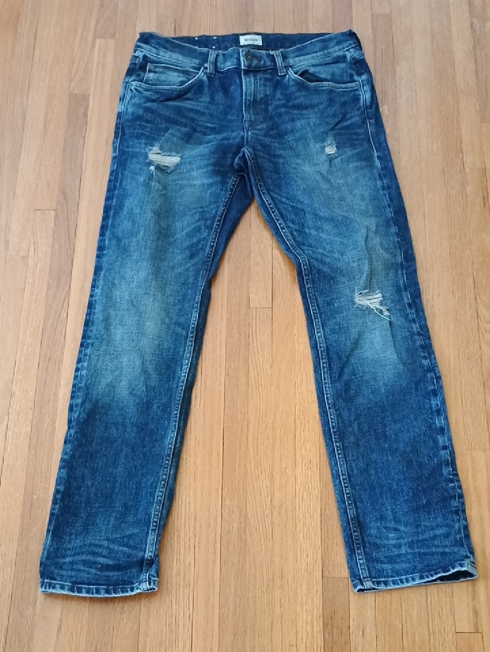Hudson Jeans Men's Straight Leg Distressed Blue Denim